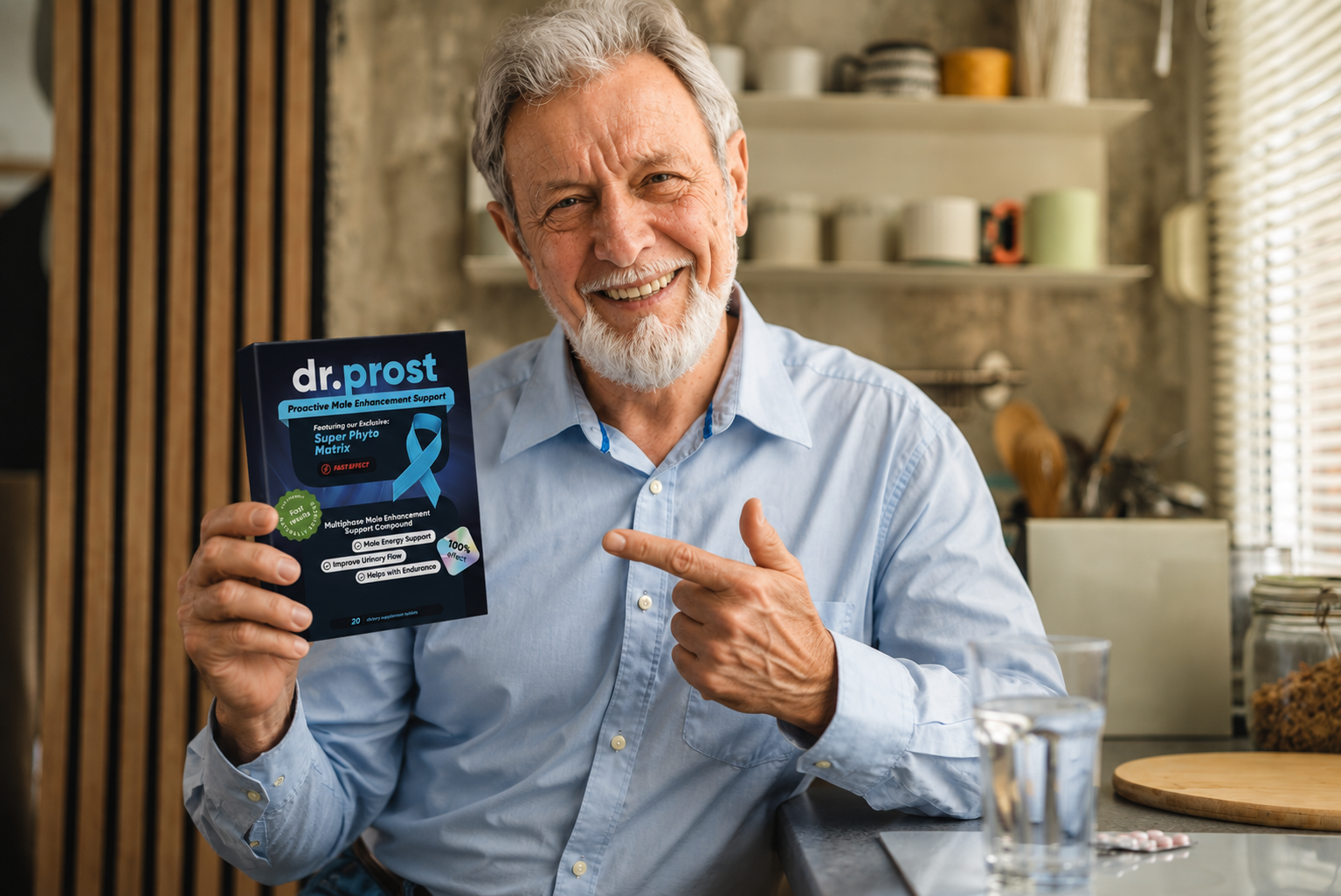 Man holding Dr. Prost